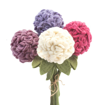 Felt Artificial Bouquet - 4 pcs|Reusable, Washable and Essential Oil Ready Multi Color Artificial w/Bendable Wire