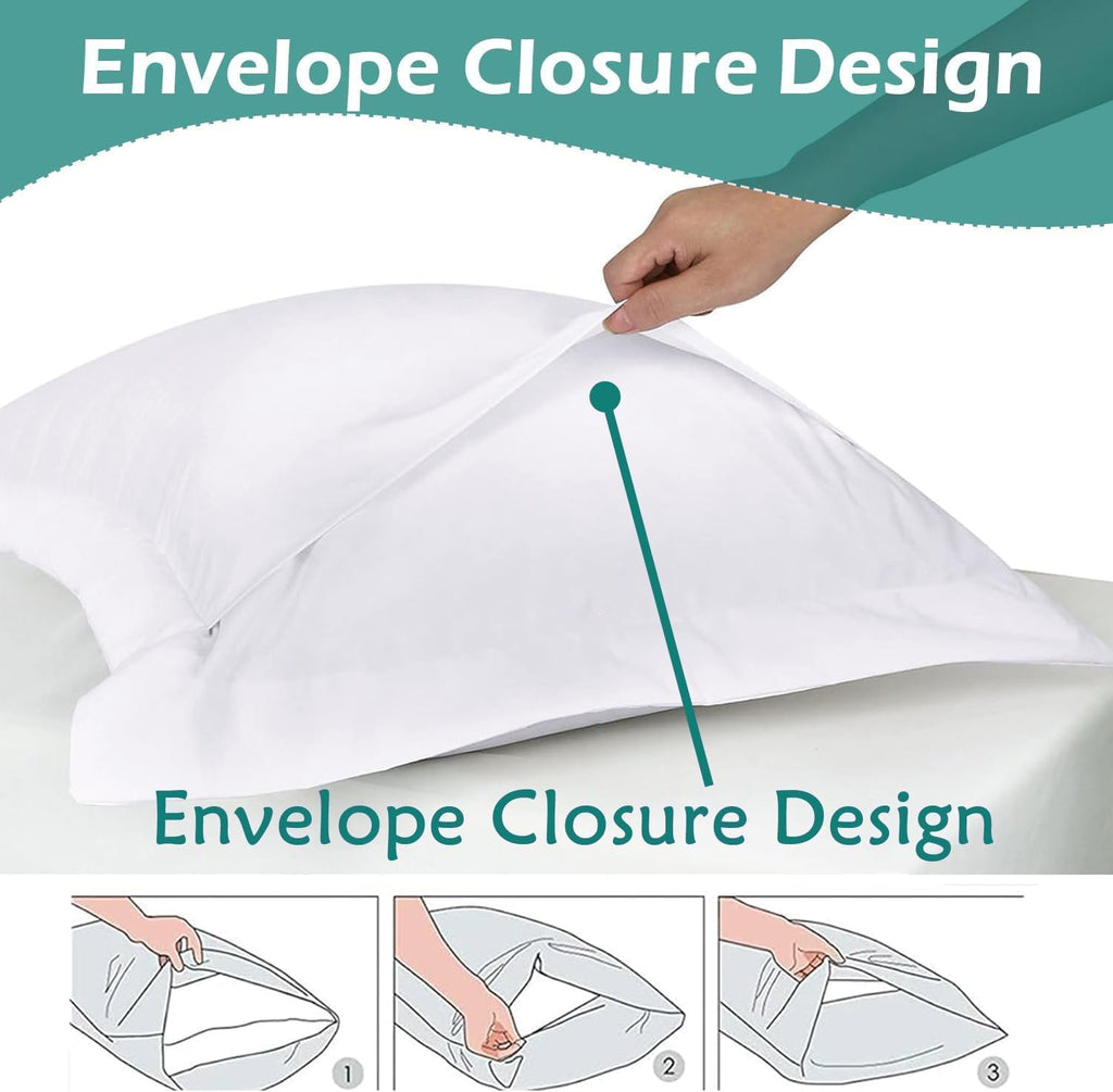 2 Pack Euro Pillow Shams 26x26 - 600 Thread Count 100% Organic Cotton White Square Pillow Covers with 2 Inch Flange