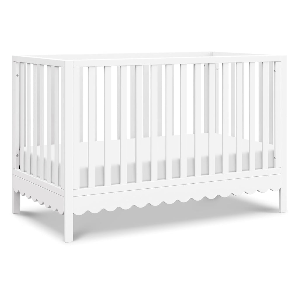 Sammy Scallop 4-in-1 Convertible Baby Crib, White | GREENGUARD Gold Certified, Converts to Toddler Bed & Daybed &