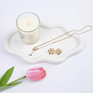 Ceramic Jewelry Large Decorative Cloud Tray, Trinket Dish (White)