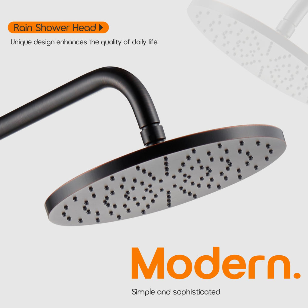 10-Inch Overhead Rain Shower Head High Flow Large Waterfall Shower Head 2.5 GPM with Adjustable Swivel Angle