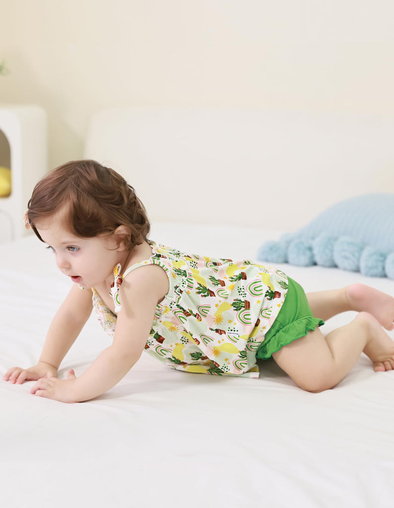 Baby Girls Sleeveless Top Bloomer Set Cami Tops Bloomers Shorts Clothes Sets Cute Summer Bamboo Viscose Outfit