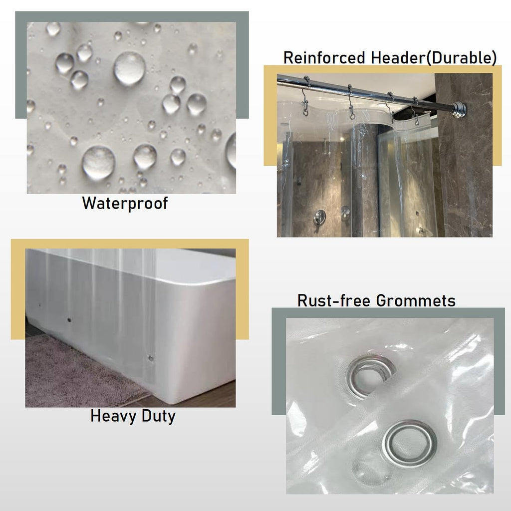 84 Inch Shower Curtain Liner with Side Magnetic Clips, 72x84
