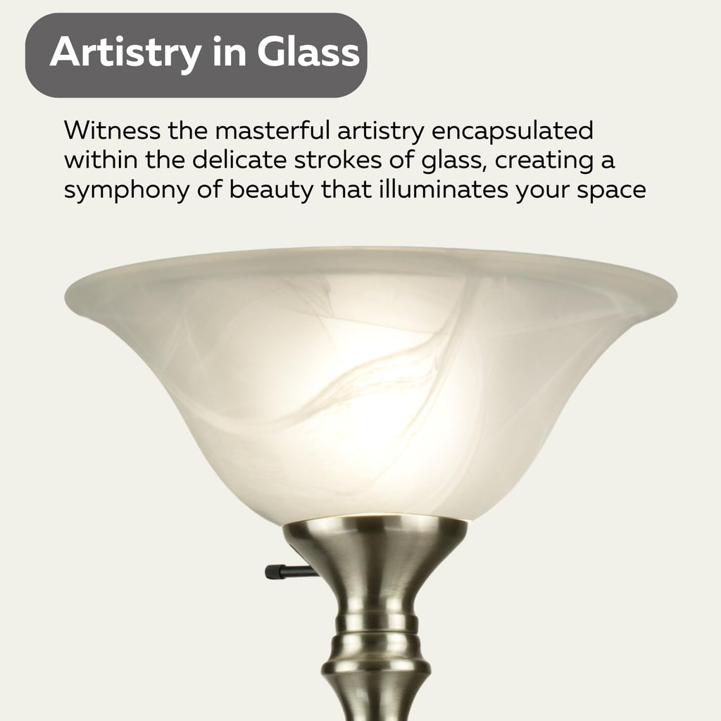 Torchiere Floor Lamp, 72", Brushed Nickel