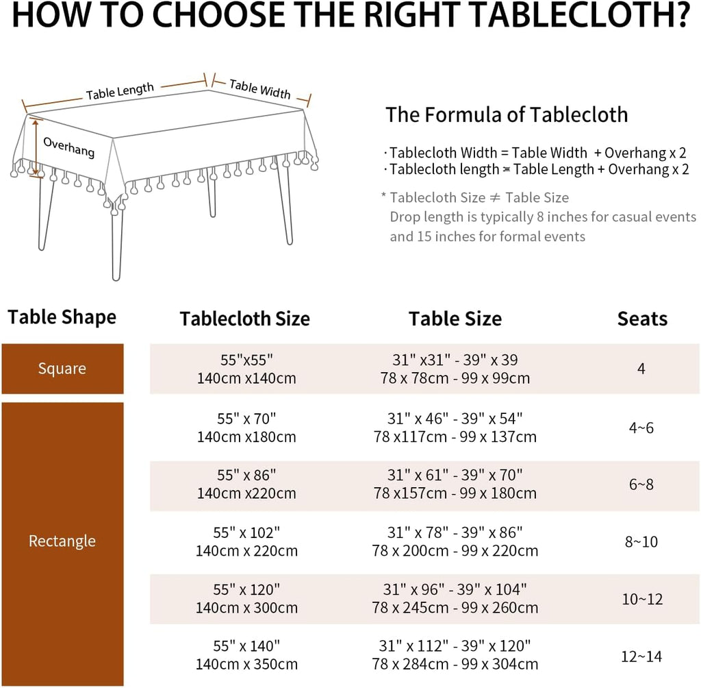 Tablecloths, 55 x 86 Inch Waterproof Table Cloth, Linens Wrinkle Free Anti-Fading, Rustic Table Cove