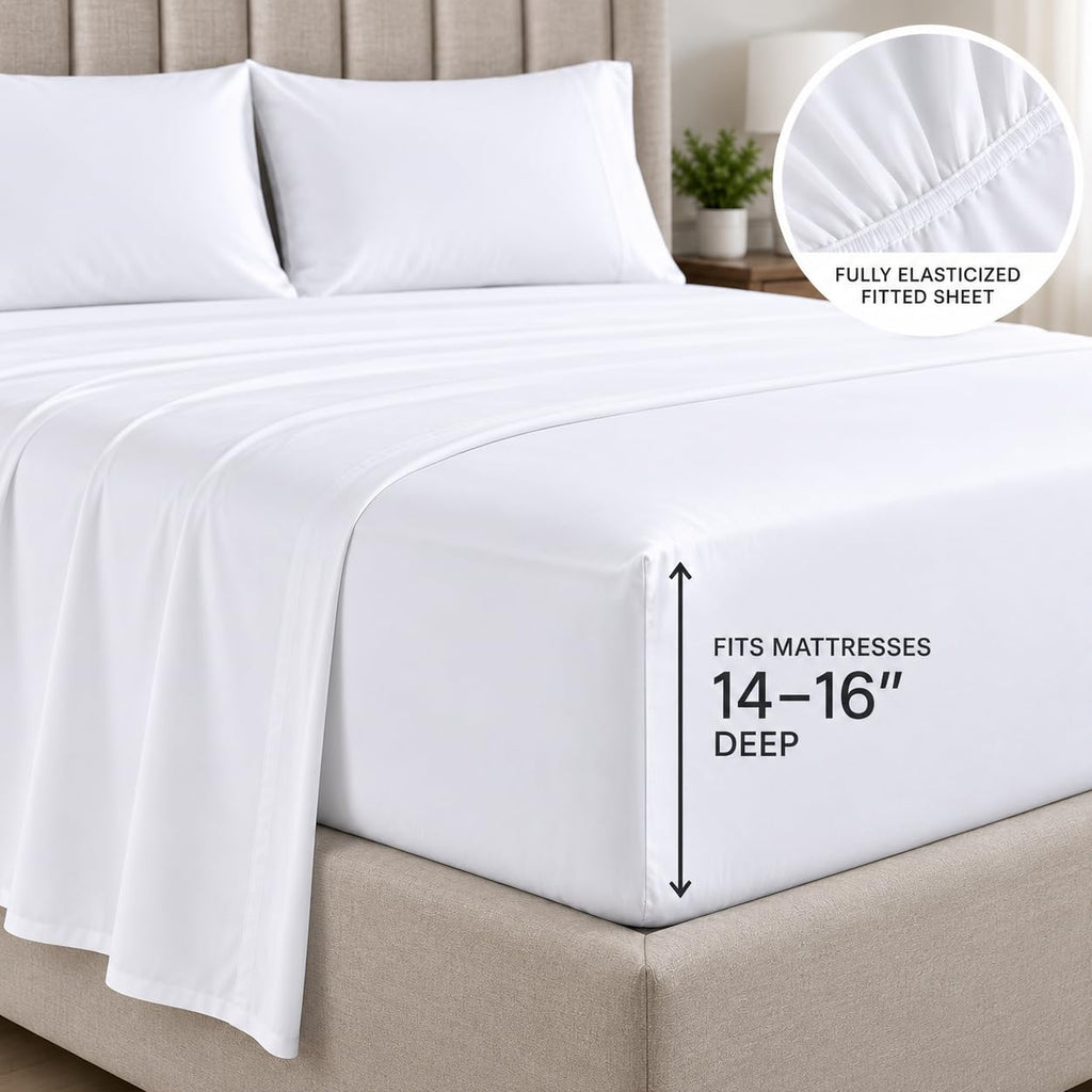 Queen Size Egyptian Cotton 4-Piece Sheet Set Queen (60x80) Fits Upto 14-16" Deep Pocket 550 Thread Count Silver Grey