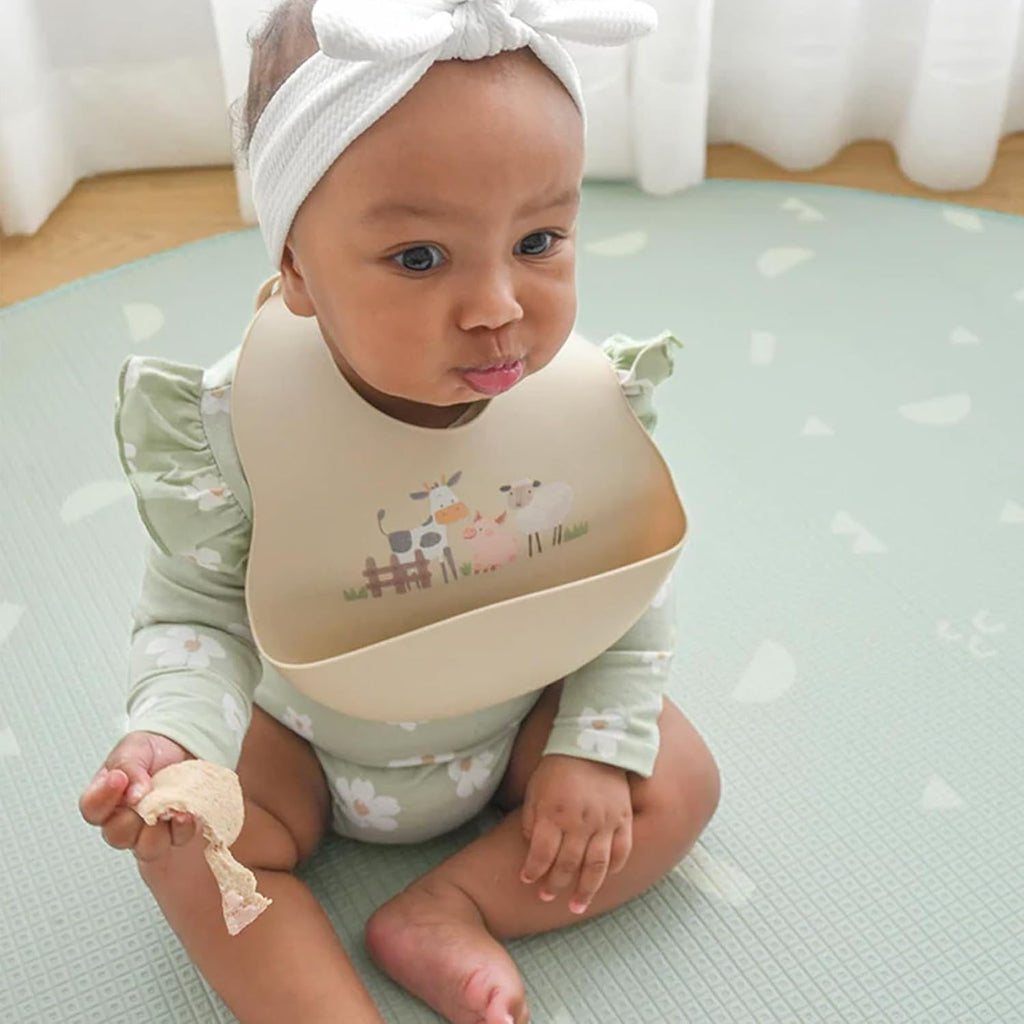 Silicone Bibs 2 Sets Baby Bibs with Food Catcher for Girls Boys Toddlers BPA Free Waterproof Soft Durable