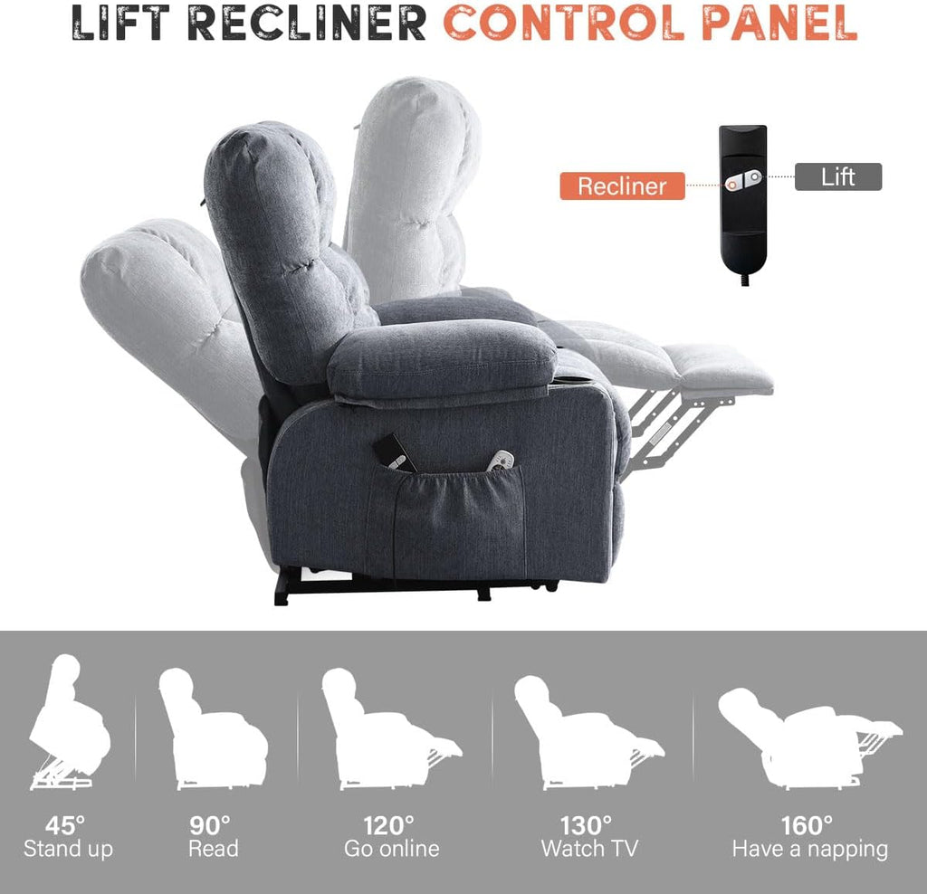 Power Lift Recliner Chair with Massage and Heat for Elderly