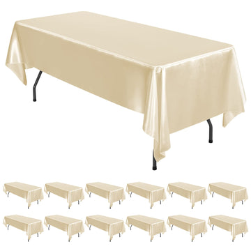 12 Pack Champagne Satin Tablecloth, 57 x 108 Inch