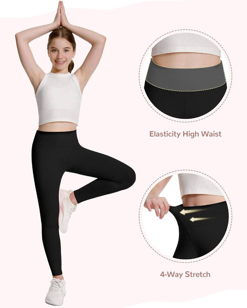Girls Athletic Leggings High Waisted Yoga Pants