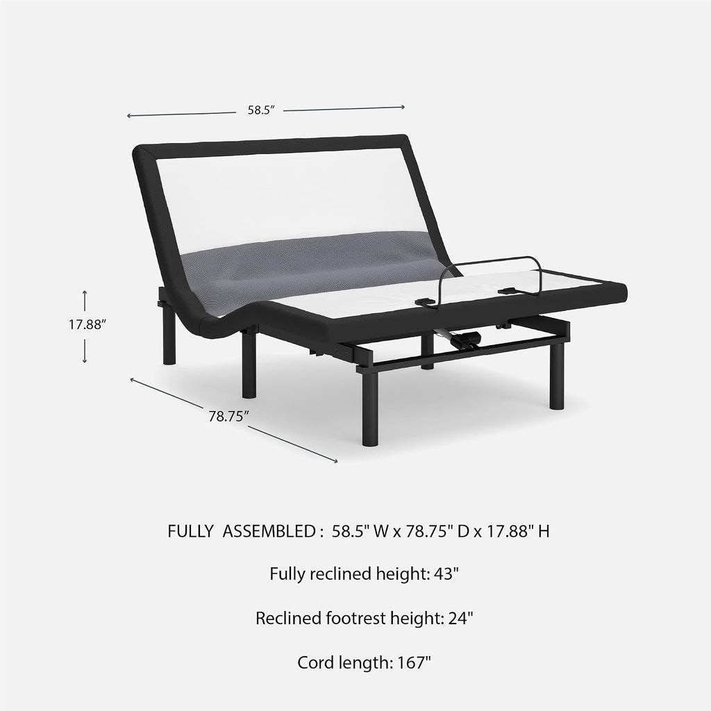 Adjustable Bed Frame Queen, Remote & Lumbar