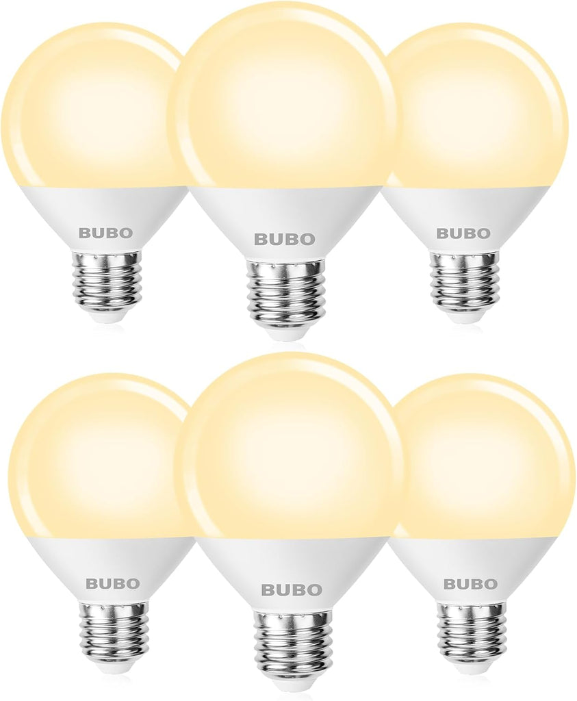 Vanity Light Bulbs for Bathroom Over Mirror, 60 Watt Equivalent, Soft White 2700K, G25 Globe Light Bulb 800 Lumens