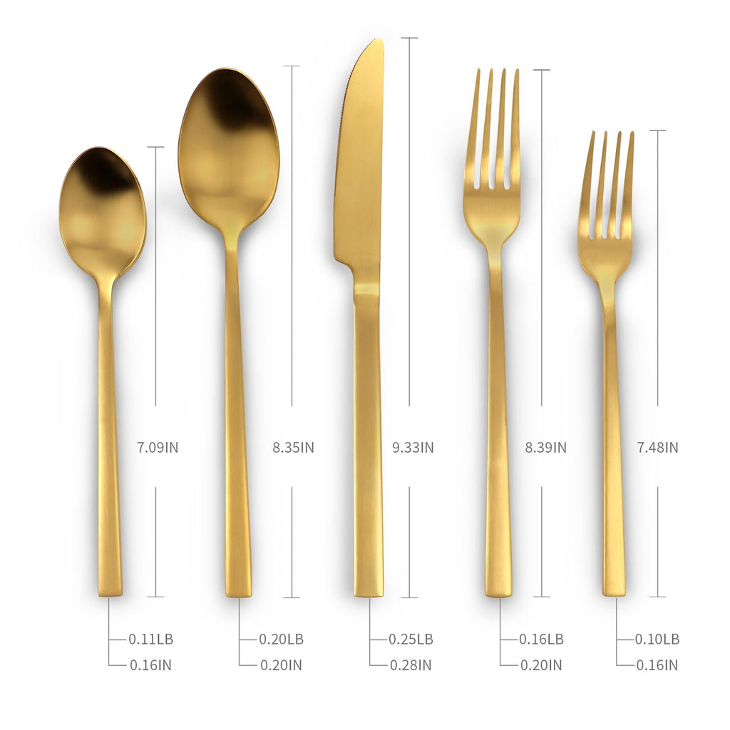 Matte Gold Silverware Set Cuboid Handle 40 Pieces Service for 8
