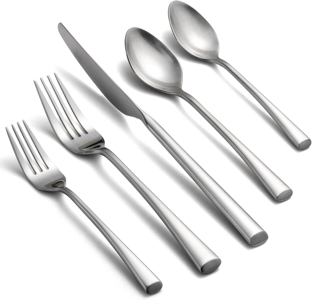 Bailey 20-Piece Forged Stainless Steel Flatware Set Cutlery Set,Service for 4,Matte Satin Finish,Dishwasher Safe…