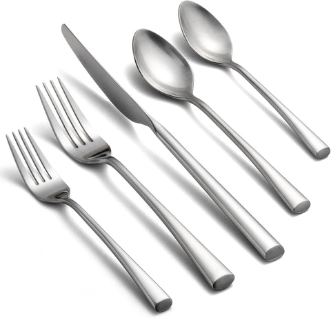 Bailey 20-Piece Forged Stainless Steel Flatware Set Cutlery Set,Service for 4,Matte Satin Finish,Dishwasher Safe…