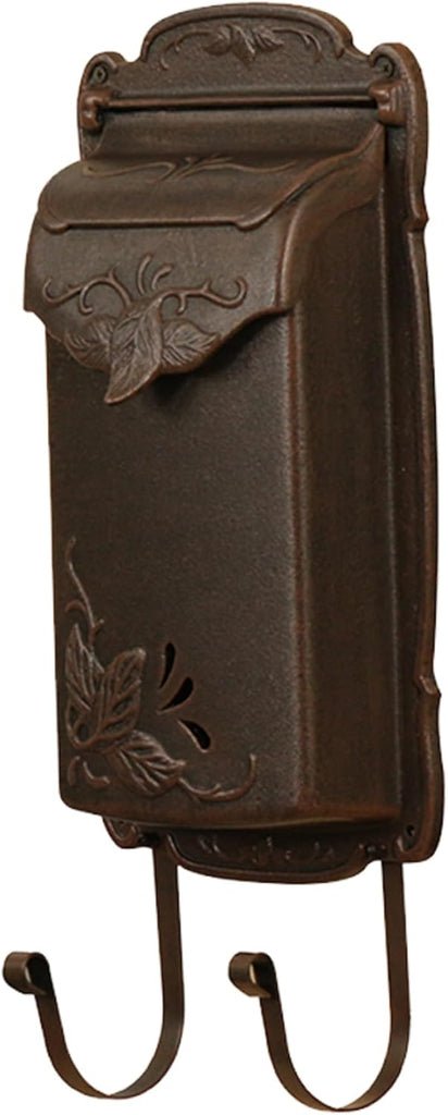 Floral Vertical Wall Mount Mailbox - Copper Cast Aluminum Mailbox for Wall Mount