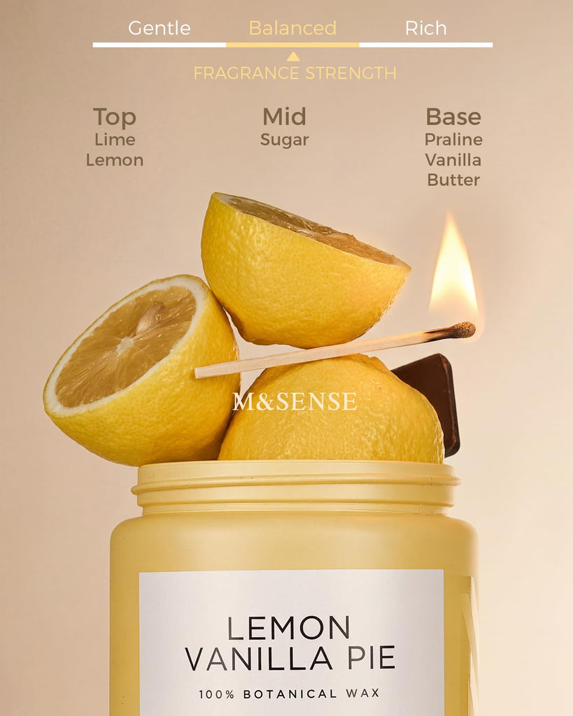 Lemon Vanilla Home Scented Candles, 19.4oz Natural Soy Wax, 110H