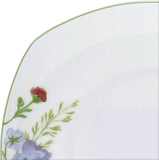 Wildflower Garden Dinnerware Set, 16-Piece Bone China Dishes Service for 4, Square Plates and Bowls Set with Mugs