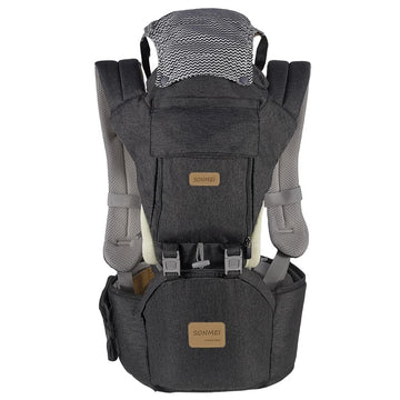 Ergonomic Baby Carrier with Hip Seat, 360° Positions, Soft and Breathable, All Seasons, for Newborns and Toddlers