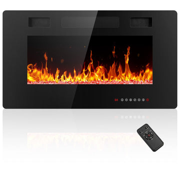Electric Fireplace 30 inch, Recessed and Wall Mounted Electric Fireplace with Remote Control, Fireplace Heater