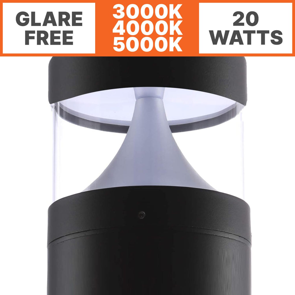 Bollard Light 40", 120-277V, 20W, 3CCT 3000-5000 Kelvin, Dome