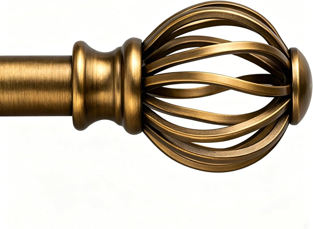 Brass Curtain Rods for Windows 30-88 Inch Adjustable Heavy Duty Metal,1 Inch Pipe Decorative Modern Rustic Blackout