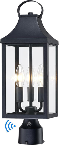18.62'' Dusk to Dawn Post Light Outdoor, Large 3-Light Lamp Post Light Fixture
