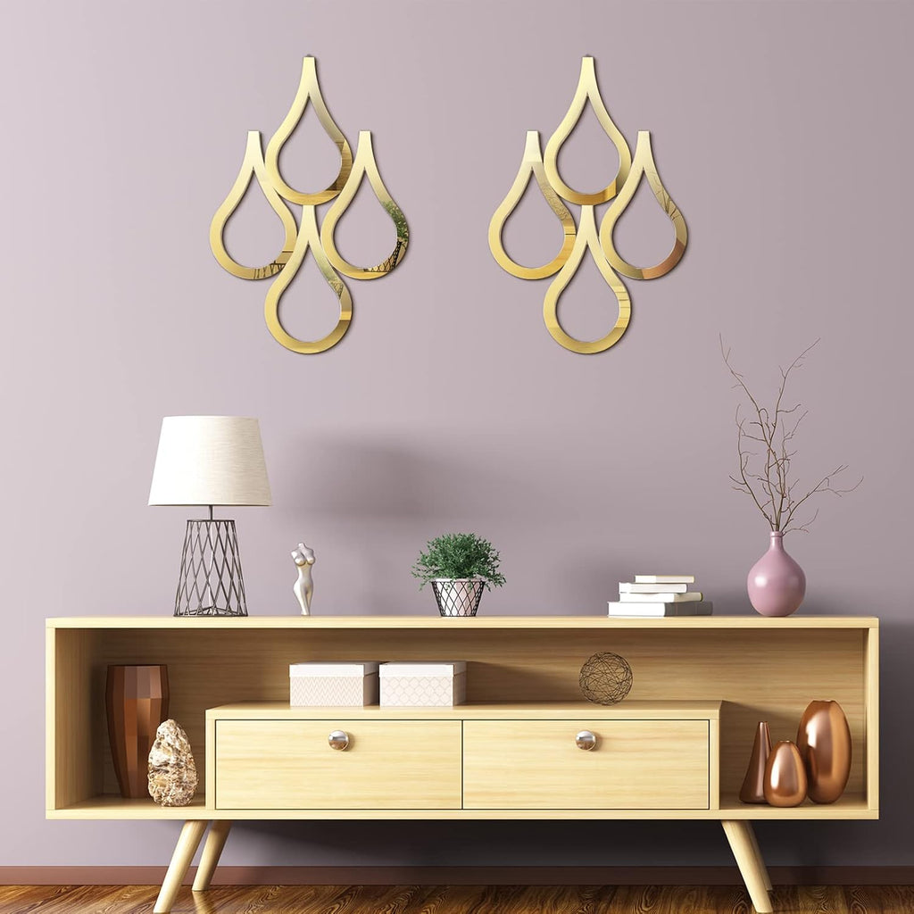 2 Pieces Teardrop Wall Mirror Hanging Wall Mounted Decorative Accent Mirror Living Room Bedroom Bathroom, 15.7 x 11