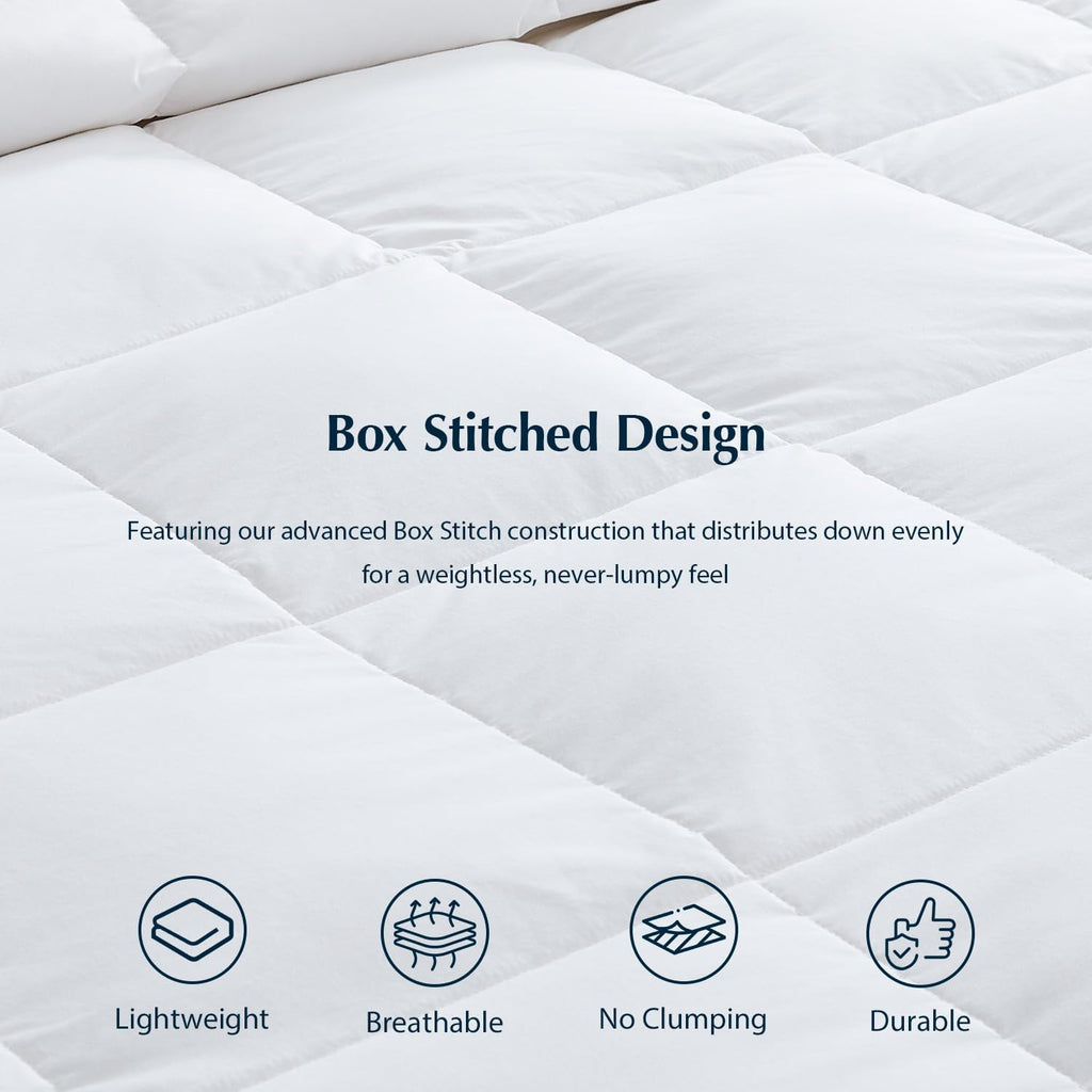 Lightweight Goose Feather Down Fiber Comforters King, Summer Duvet Insert, Ultra Soft, Breathable