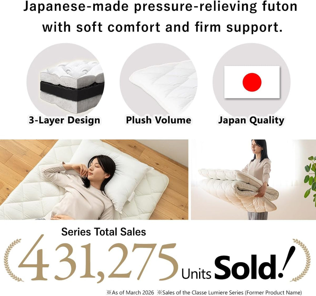 Japanese Futon Mattress Premium Twin, Floor Sleeping Mat Tatami Shikibuton Igusa Natural Cotton