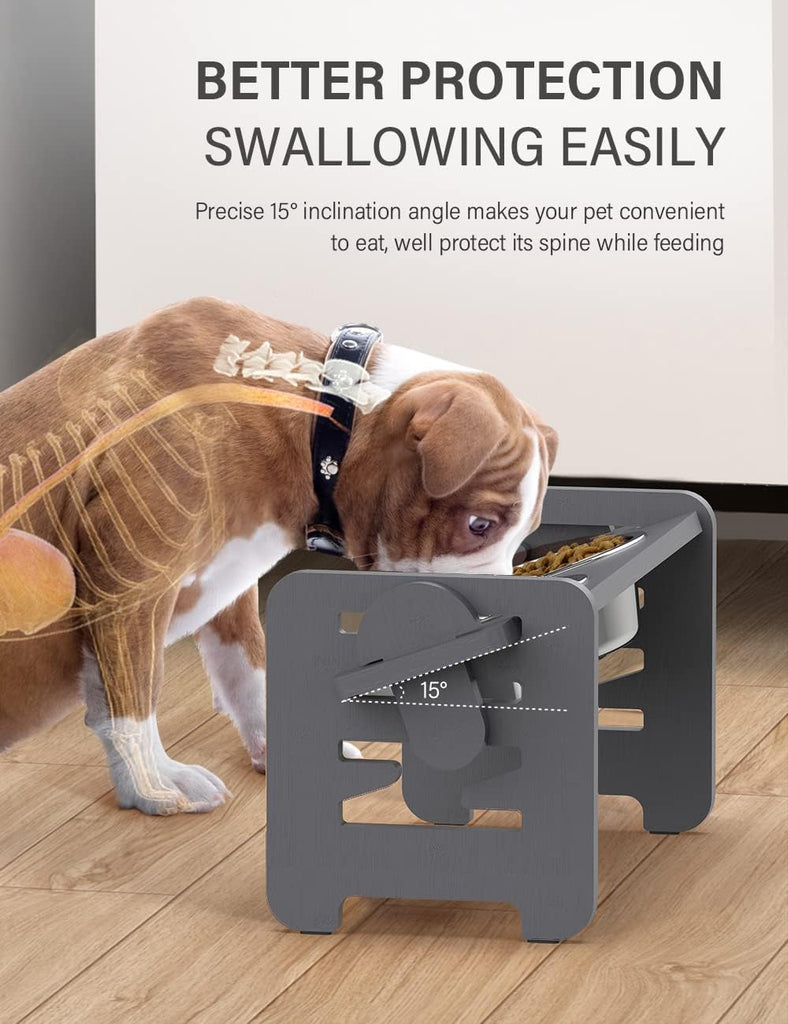 Elevated Dog Bowls, Raised Dog Bowl Stand Adjustable Small, Gray