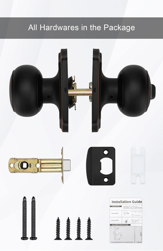 Oil Rubbed Bronze Door Knobs Interior, Bedroom Door Knob & Bathroom Classic, Bronze Interior Door Knobs 6 Pack