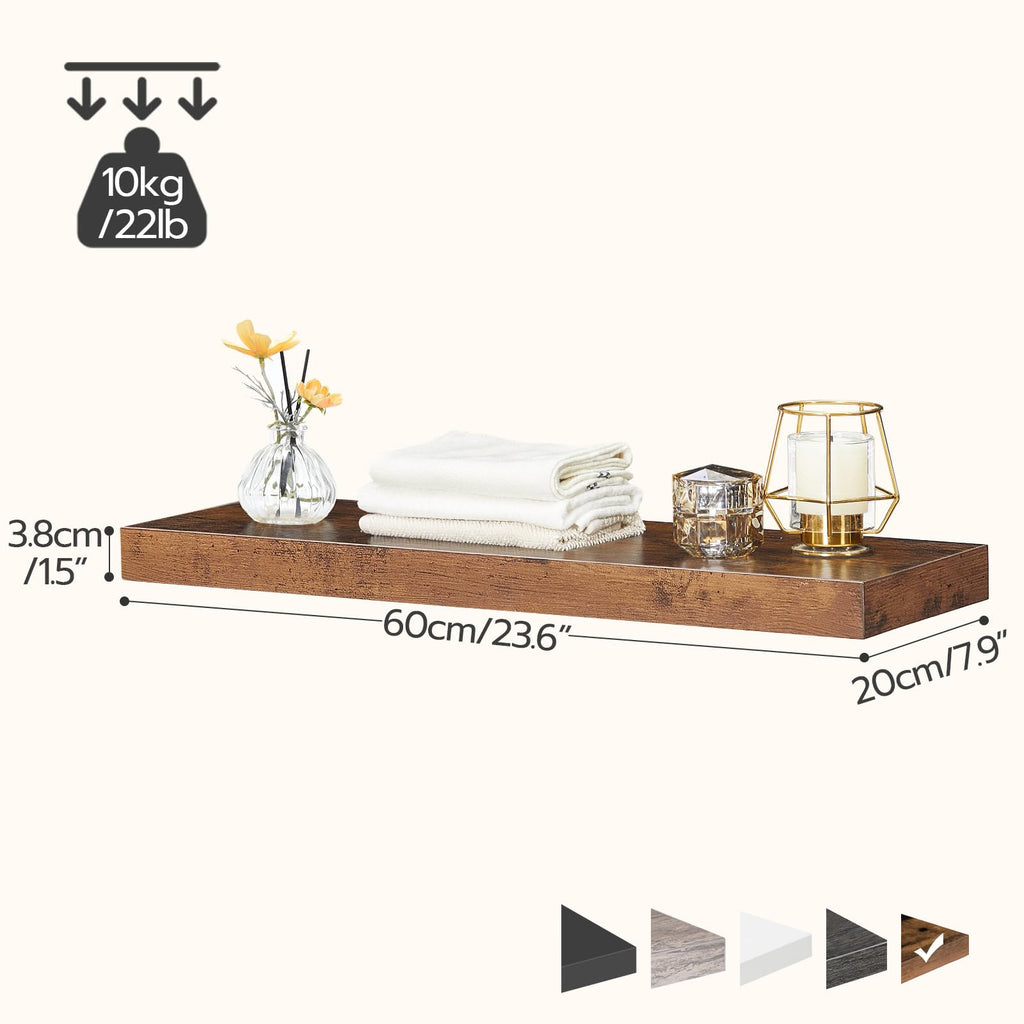 Floating Shelves for Wall, Wall Mounted Shelf Set of 2, 23.6" Hanging Shelf with Invisible Brackets, for Wall Decor