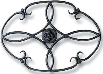 TWI-01 Clover woodstove Tabletop Wrought Iron Trivet, Black
