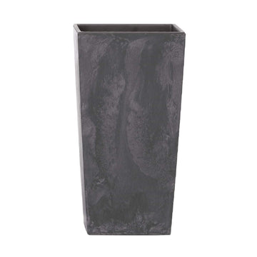 Matte Flower Pot Anthracite Concrete Colour - 19.5cm x 19.5cm x 37.5cm (LWH) 11.4L Capacity Planter Suitable for Both