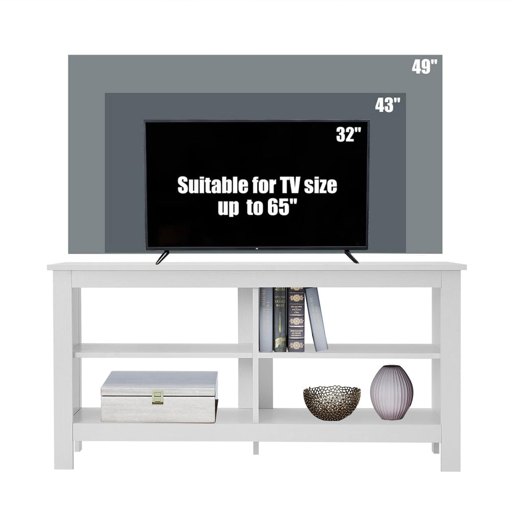 43 Inches TV Stand, Mid Century Modern Entertainment Center with 4 Open Shelves Farmhouse TV Media Console Table