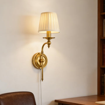 Plug in Long Wall Lamp,Plug-in or Hardwired Installation Wall Sconce with Beige Fabric Shade for Wall Painting,Modern