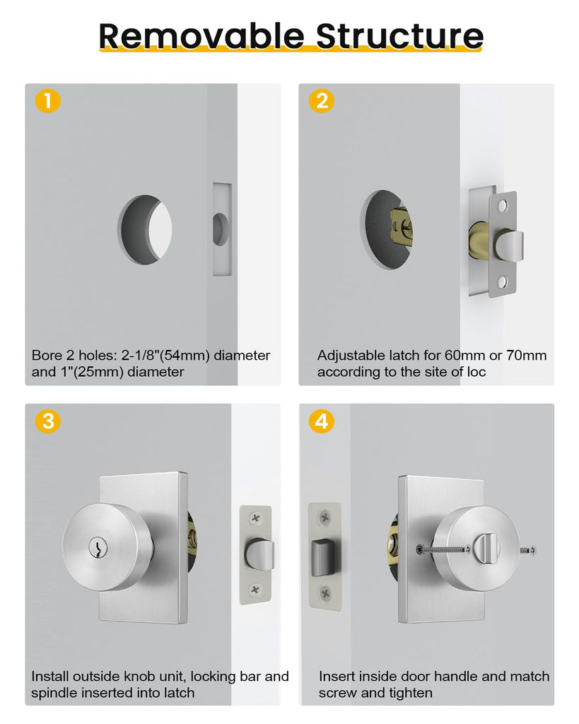 Brushed Nickel Entry Door Knob Exterior with Lock and Key 1 Pack