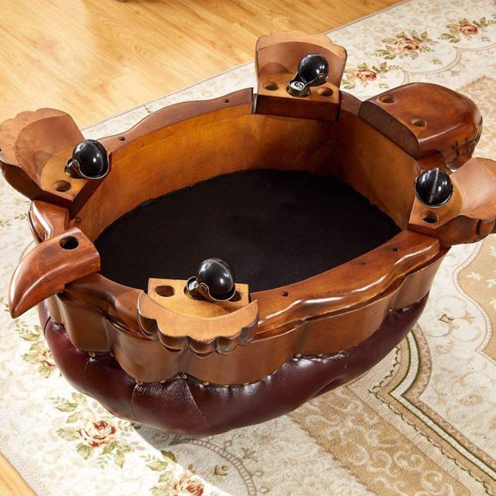 Wood Ottoman Footstool, Sofa Stool, Wood Ottoman Foot Rest, Leather Upholstered Vintage Turtle Footrest Stool with