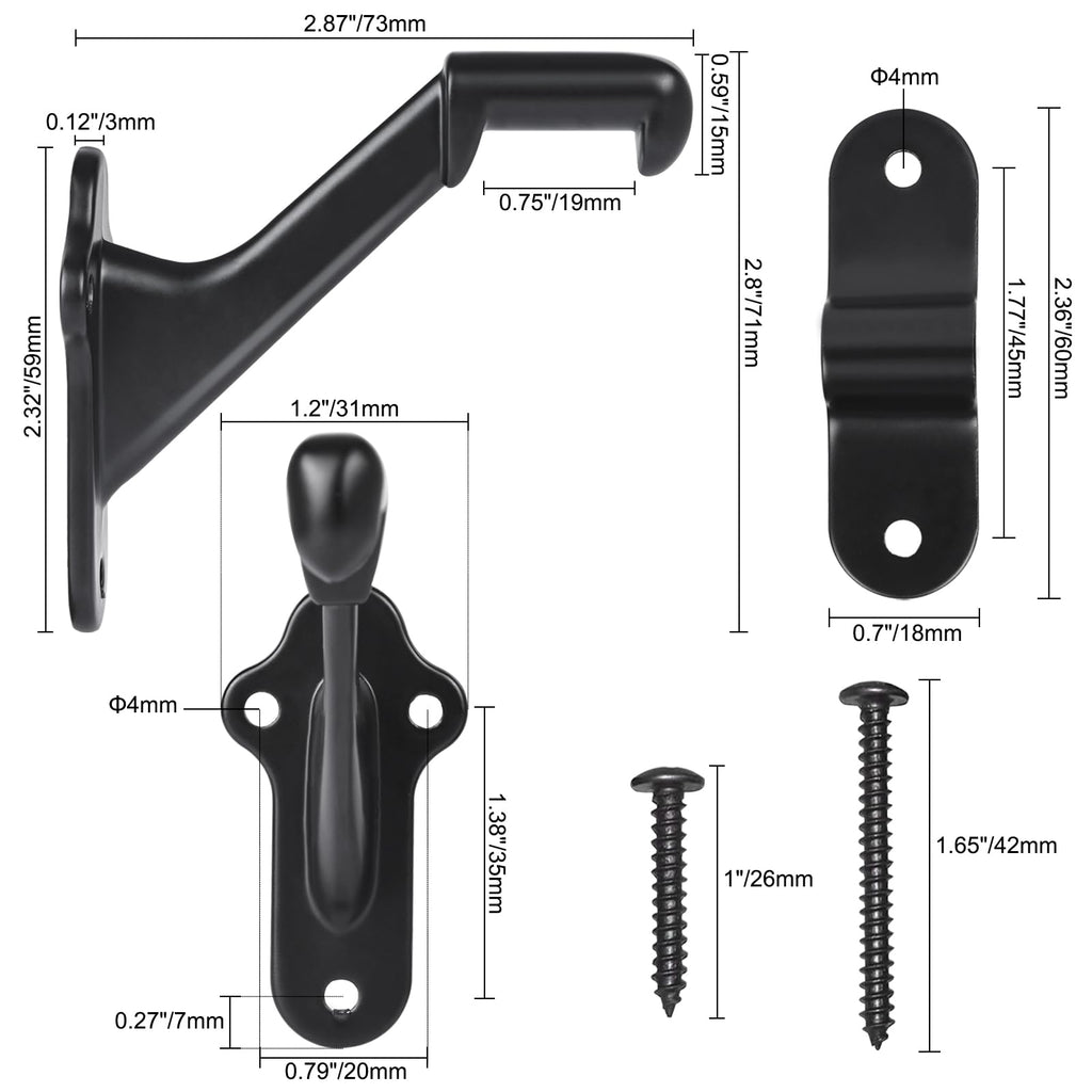 Handrail Stair Brackets 10pcs Heavy Duty Hand Rail Bracket with Screws for Stairways Staircase Railing Bracket (Matte