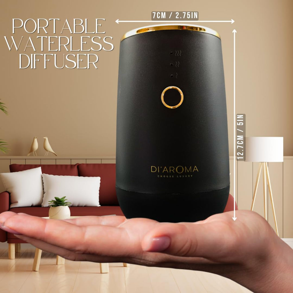 Waterless Essential Oil Diffuser - Portable Nebulizing Aroma Oil Diffuser for Car, Home & Office, USB Rechargeable