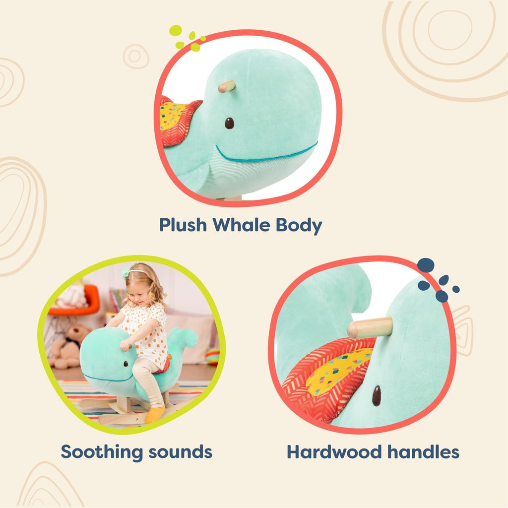 Whale Rocker Echo, Wooden Ride-On Toddler Rocking Whale, Soft Toys