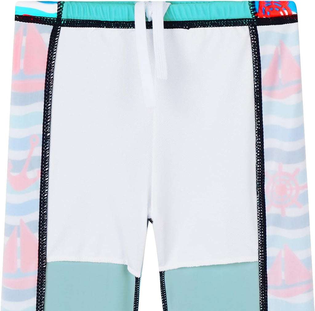 Boys Long Sleeve Rash Guard 2 Piece Swim Set UPF 50+