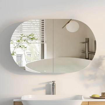 Oval Medicine Cabinet Mirror, White Medicine Cabinet with Mirror, 38x24