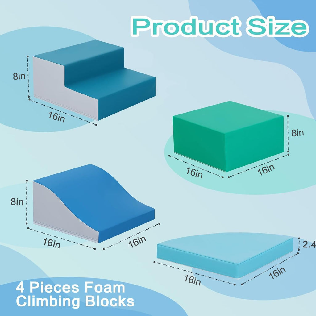 Pieces Climbing Toys for Toddlers: PU Leather - Soft Play Climbing for Toddlers - Foam Climbing Blocks for Crawling