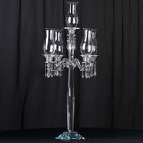 40" 5 Arm Premium Crystal Glass Taper Candle Holder Candelabra with Chandelier Chains