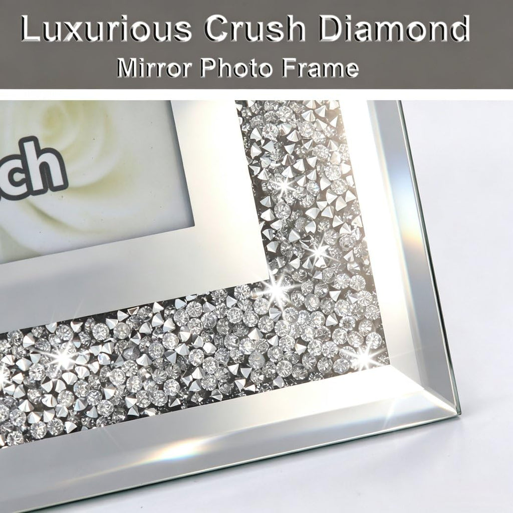 Crushed Diamond Wedding Mirror Photo Frame, Crystal Silver Glass Picture Frame For Photograph Size 8x10 inch, Pack of