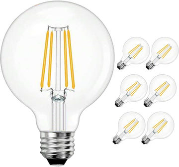 6 Pack LED G25 Globe Light Bulbs Bulbs 6W - 3000K Warm White Dimmable 60W Equivalent E26 Base 120V - Edison Vanity