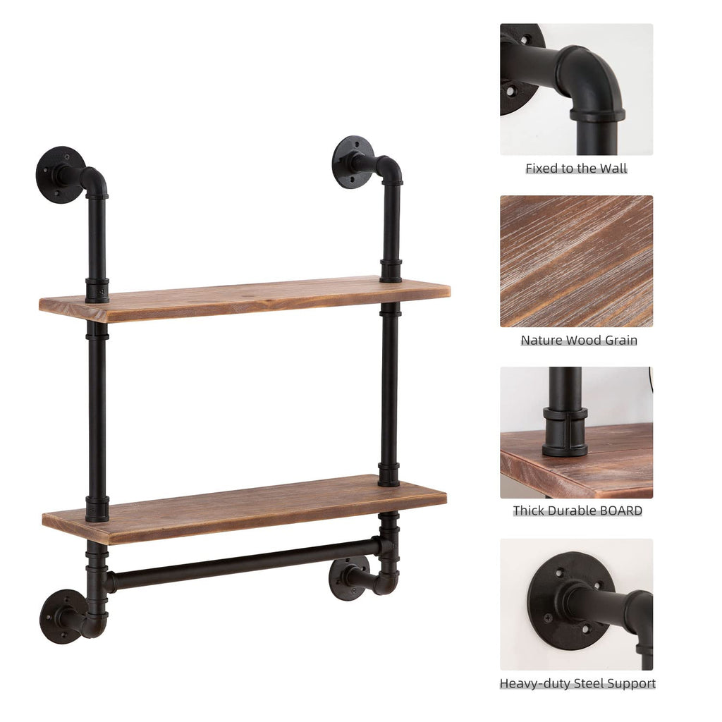 Industrial Pipe Shelving Bathroom Shelves with Towel bar 30 inch