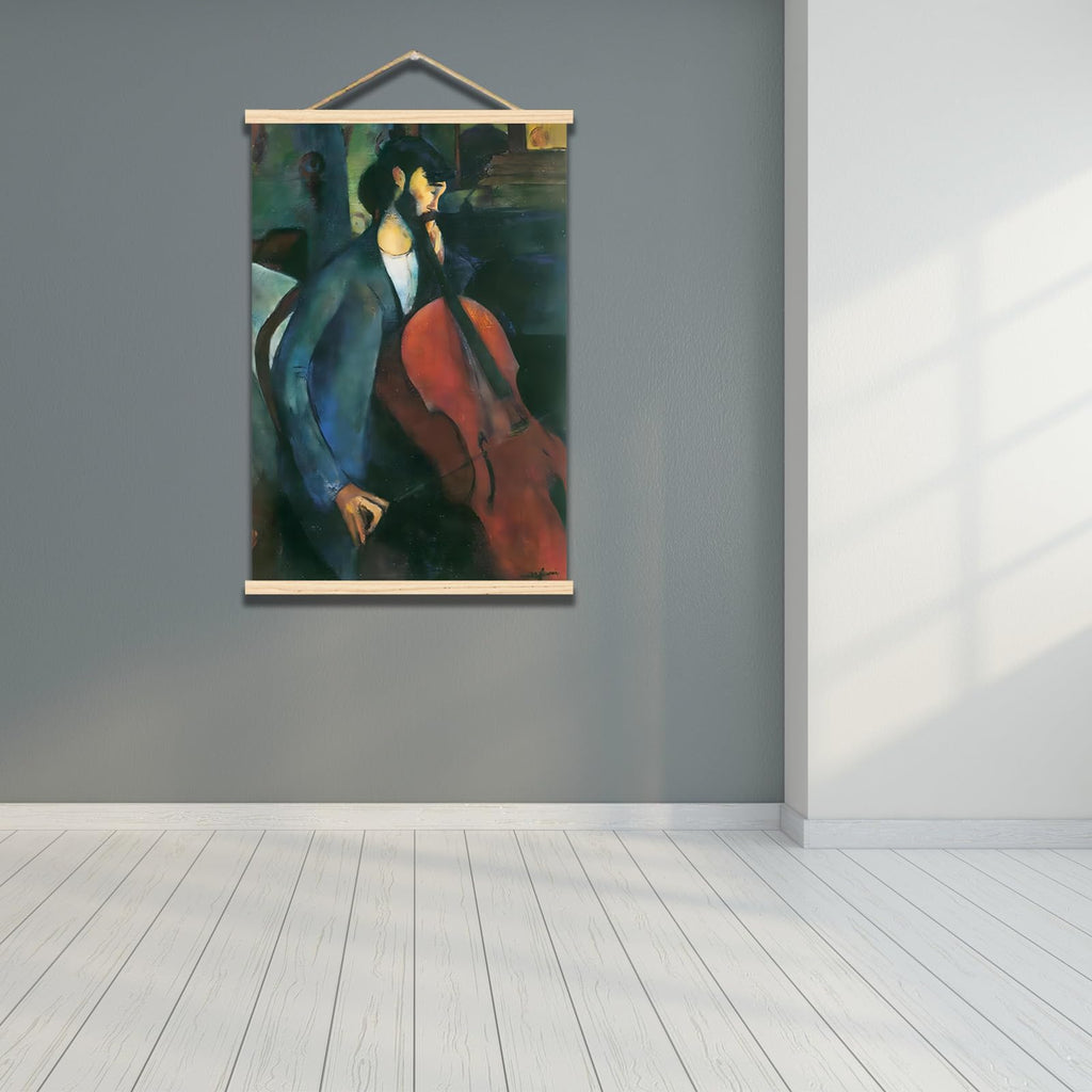 Amedeo Modigliani Canvas Wall Art The Cellist Poster Vintage Painting Print Wooden Poster Hanger Room Aesthetic Decor